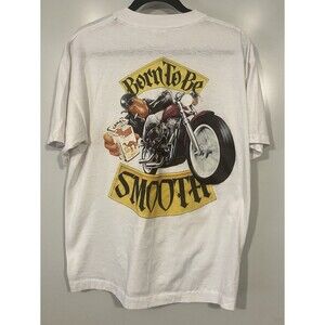 VTG 90s Joe Camel Born To Be Smooth Motorcycle Pocket Shirt White Sz XL
